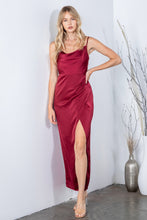 Load image into Gallery viewer, The Evelyn Maxi Satin Dress in Burgundy