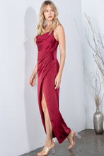 Load image into Gallery viewer, The Evelyn Maxi Satin Dress in Burgundy