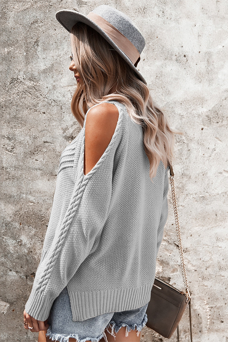 Hal Open Shoulder Sweater in Grey