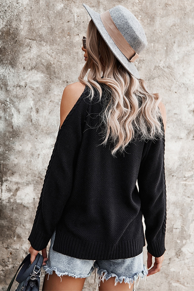 Hal Open Shoulder Sweater in Black