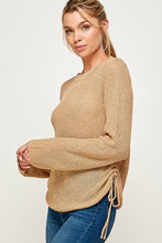 Load image into Gallery viewer, Noah Ribbed Knit Drawstring Sweater in Taupe
