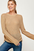 Load image into Gallery viewer, Noah Ribbed Knit Drawstring Sweater in Taupe
