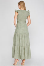 Load image into Gallery viewer, Florence Woven Print Maxi Dress in Sage
