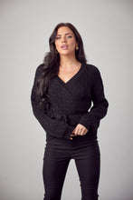 Load image into Gallery viewer, Hannah Knit Wrapped Sweater in Black
