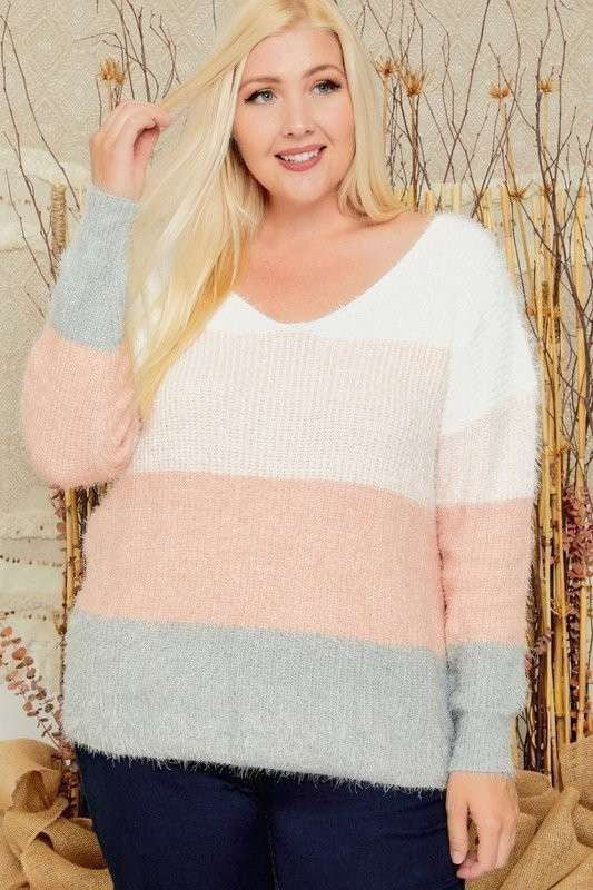 Ellie V-Neck Knit Sweater Plus-Size